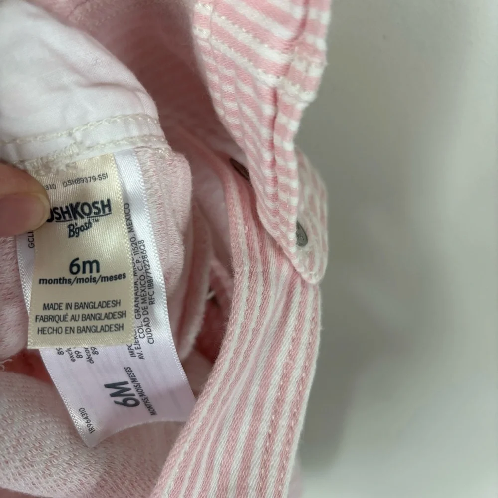 Oshkosh Bgosh‎ Pink Striped Overalls Size 6 month